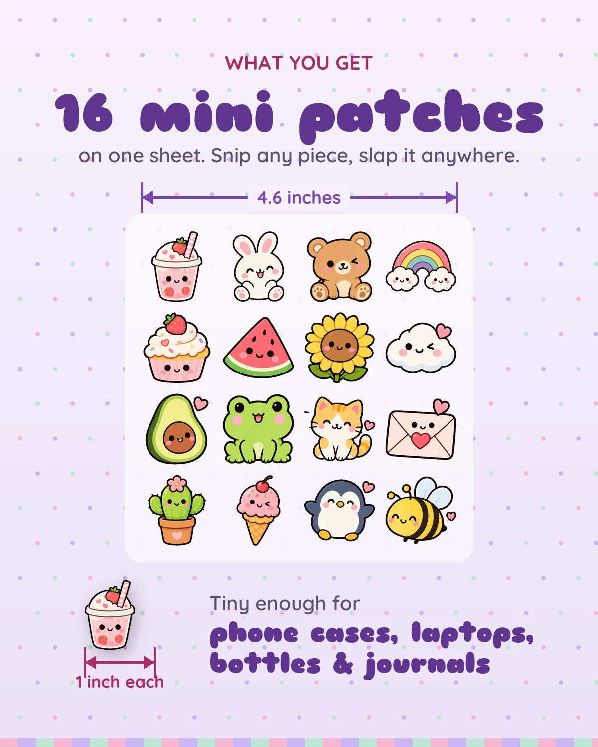 Happy Things mini patches: what you get