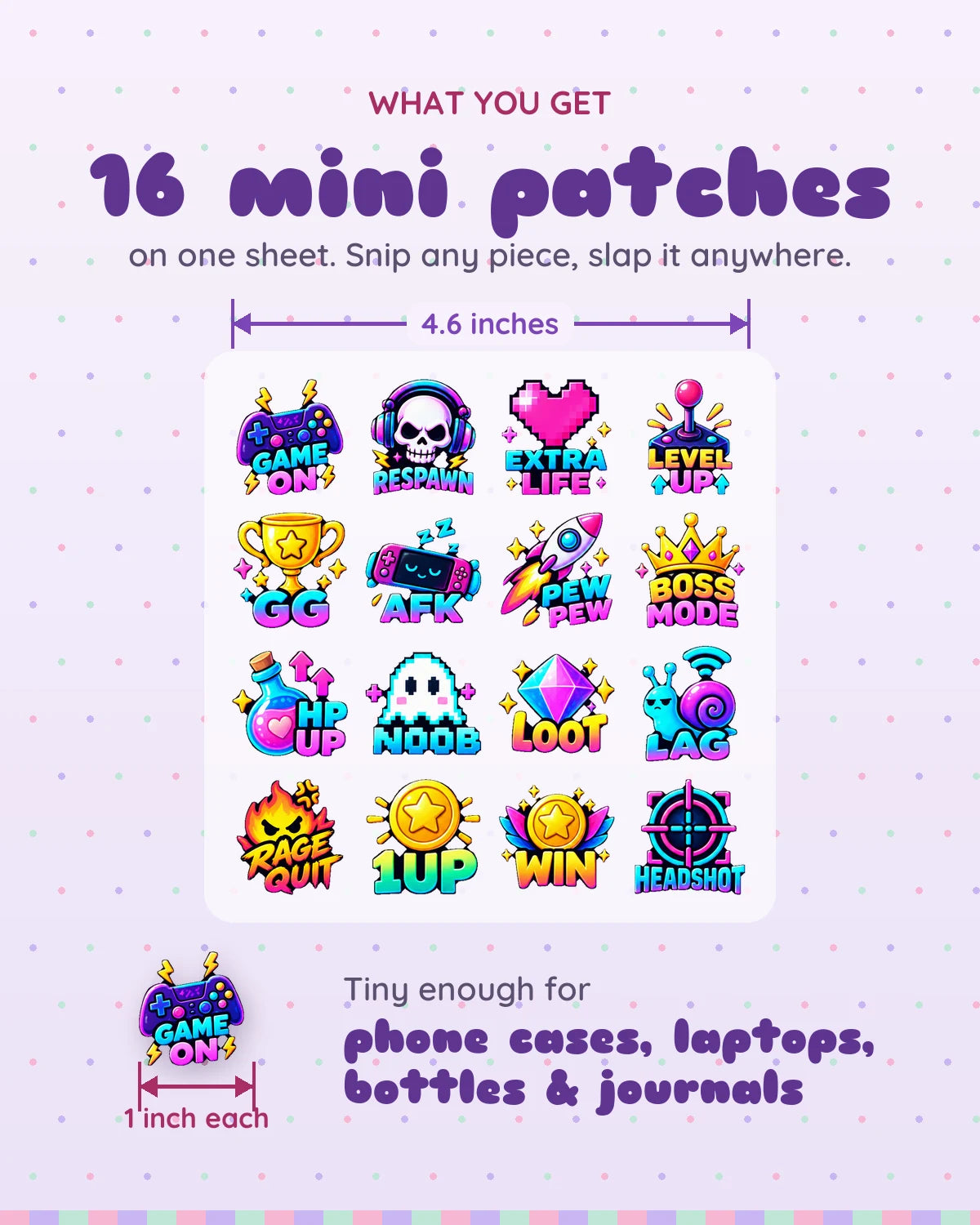 Game On mini patches: what you get