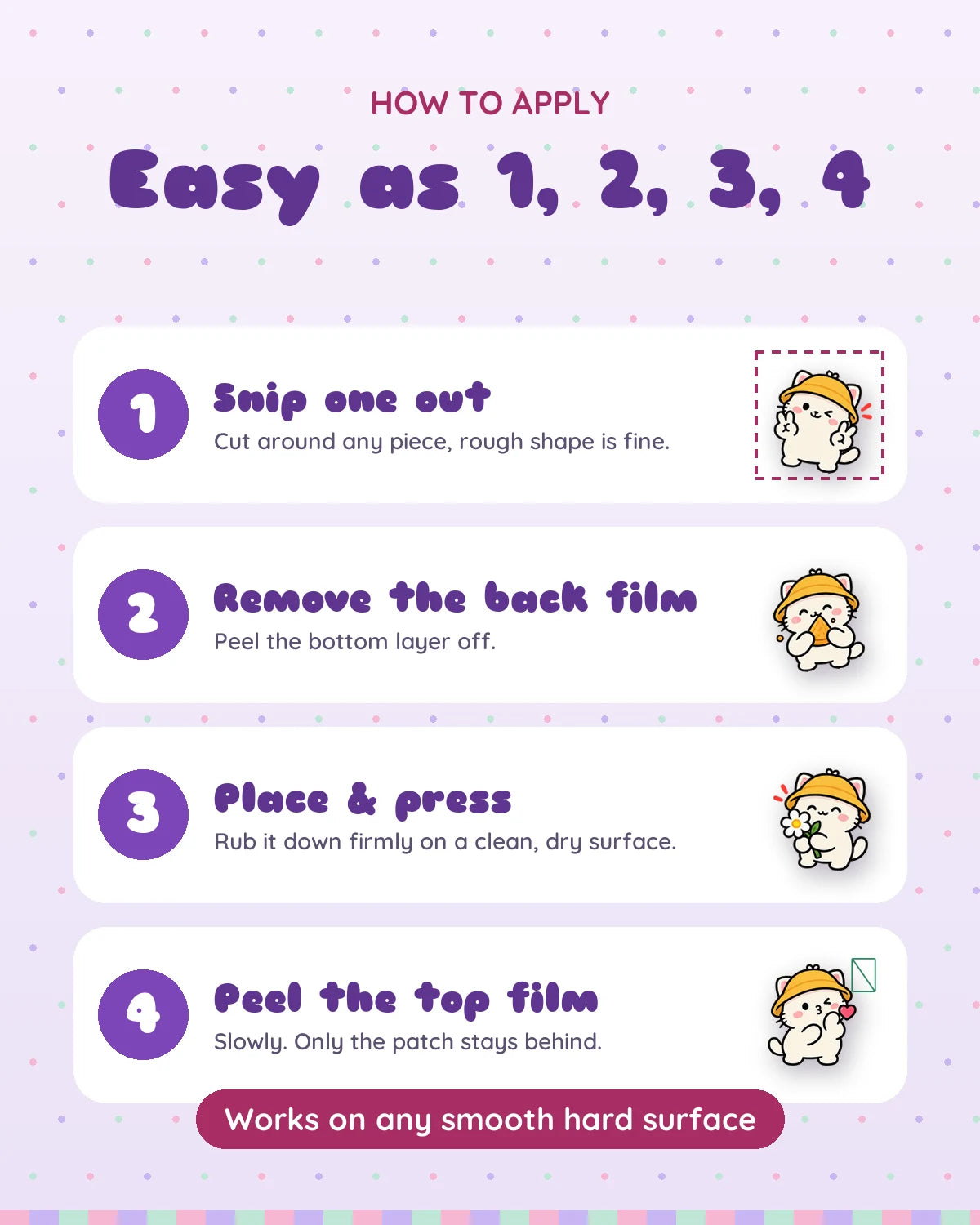 Chill Kitty mini patches: how to apply