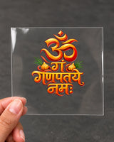 Om Gan Ganapataye Namah hard surface patch on clear film