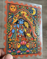 Radha Krishna Madhubani | Hard Surface Patch | The Darshan Series