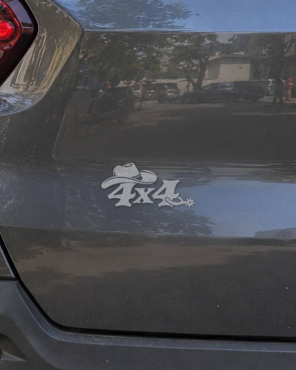 4x4 Cowboy car patch in white on a car