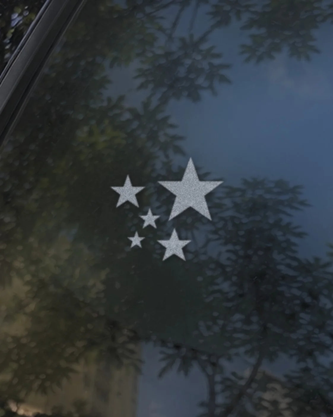 Star Cluster car patch in white on a car