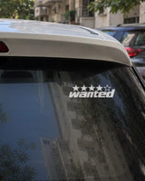 Wanted car patch in white on a car