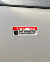Manual Only Warning car patch on a car