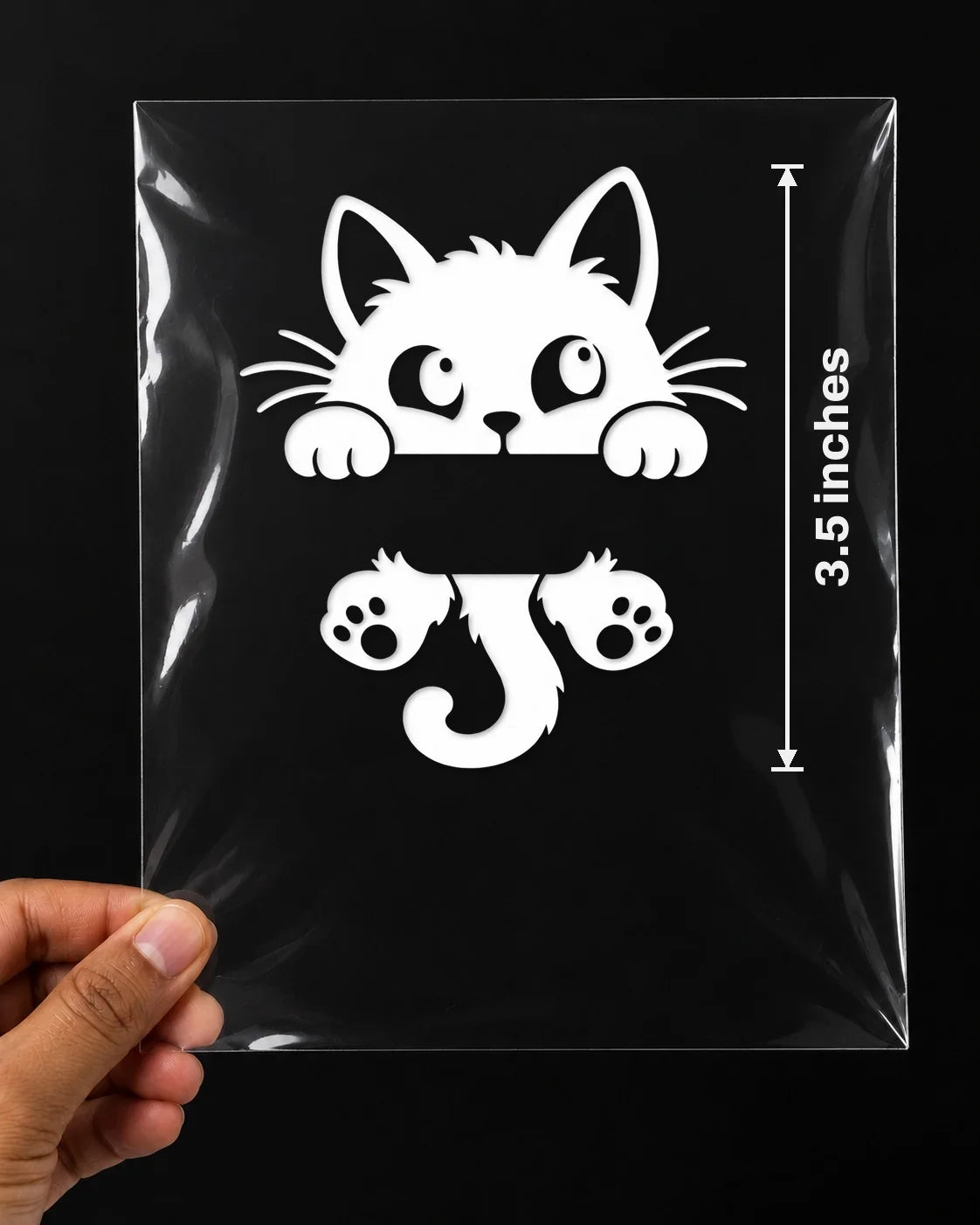 Handle Cat car patch in white on a car