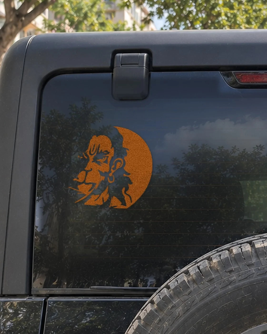 Bajrang Bali car patch on a car