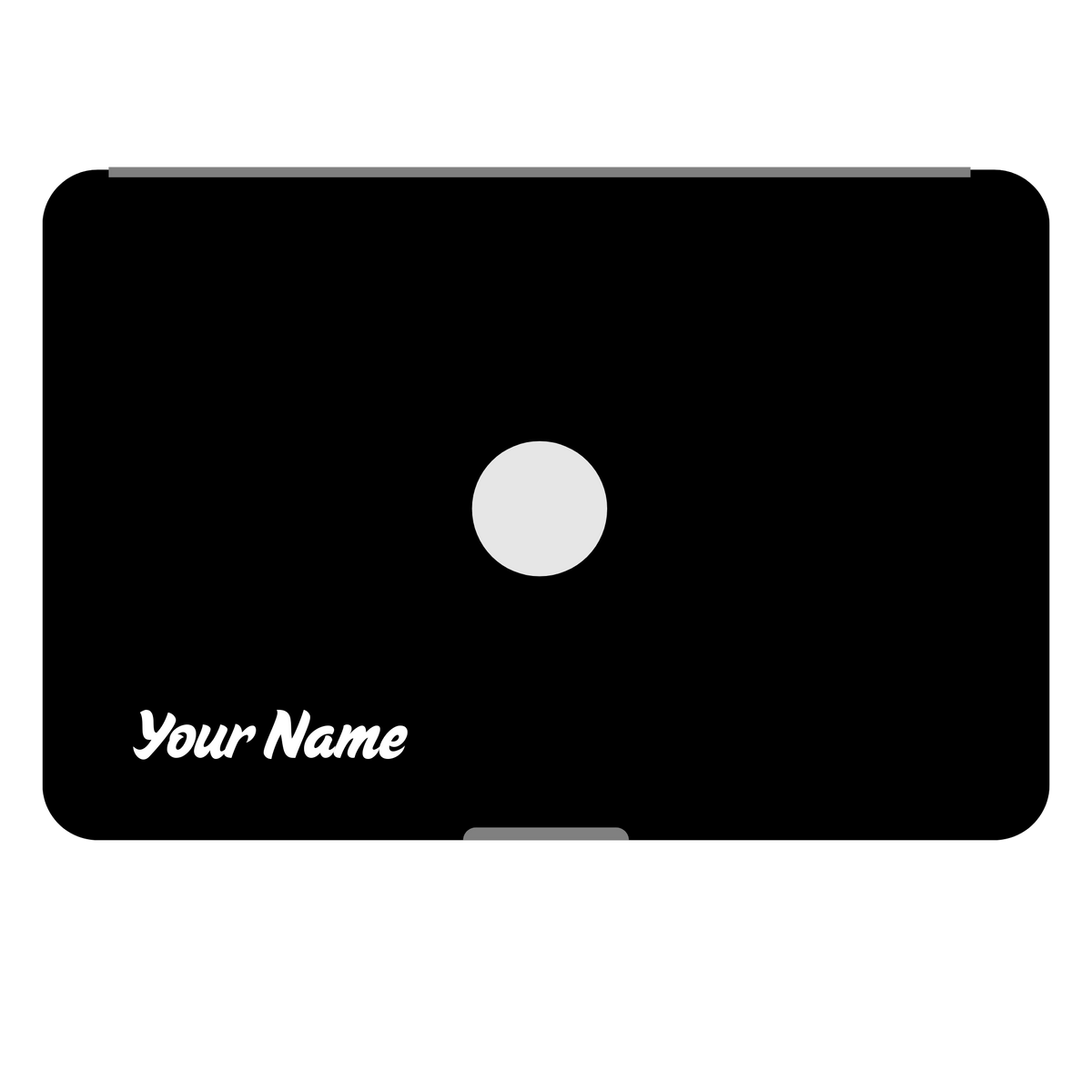 Your Name on Laptop - white text, navy laptop