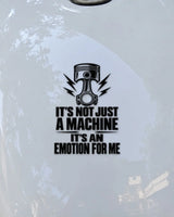 Not Just A Machine bike patch in black ink on a bike