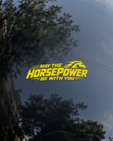 May the Horsepower bike patch in white ink on a bike