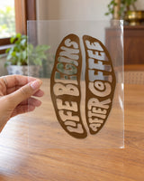 Life Begins After Coffee hard surface patch on clear film