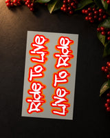 Live to ride iron-on patch transfer