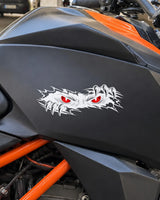 Peeking Demon bike patch in white ink on a bike