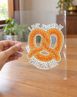 Pretzel Day hard surface patch on clear film