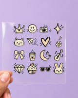 Tiny Doodles mini hard surface patch sheet on clear film