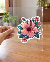 Tropical Hibiscus Glow hard surface patch on clear film