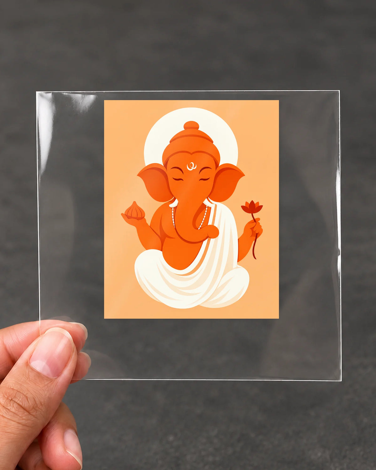 Bhagwa Ganesha hard surface patch on clear film