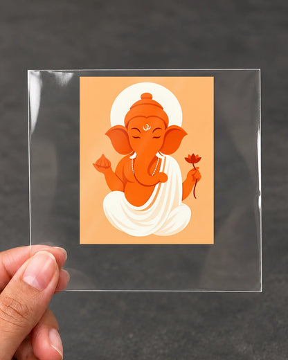 Bhagwa Ganesha hard surface patch on clear film