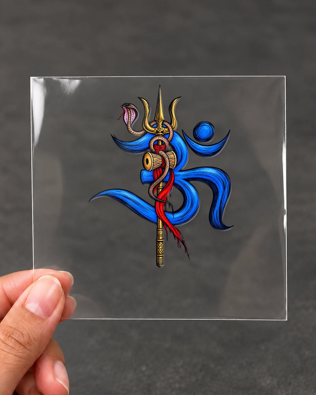 Om Naag Damru hard surface patch on clear film