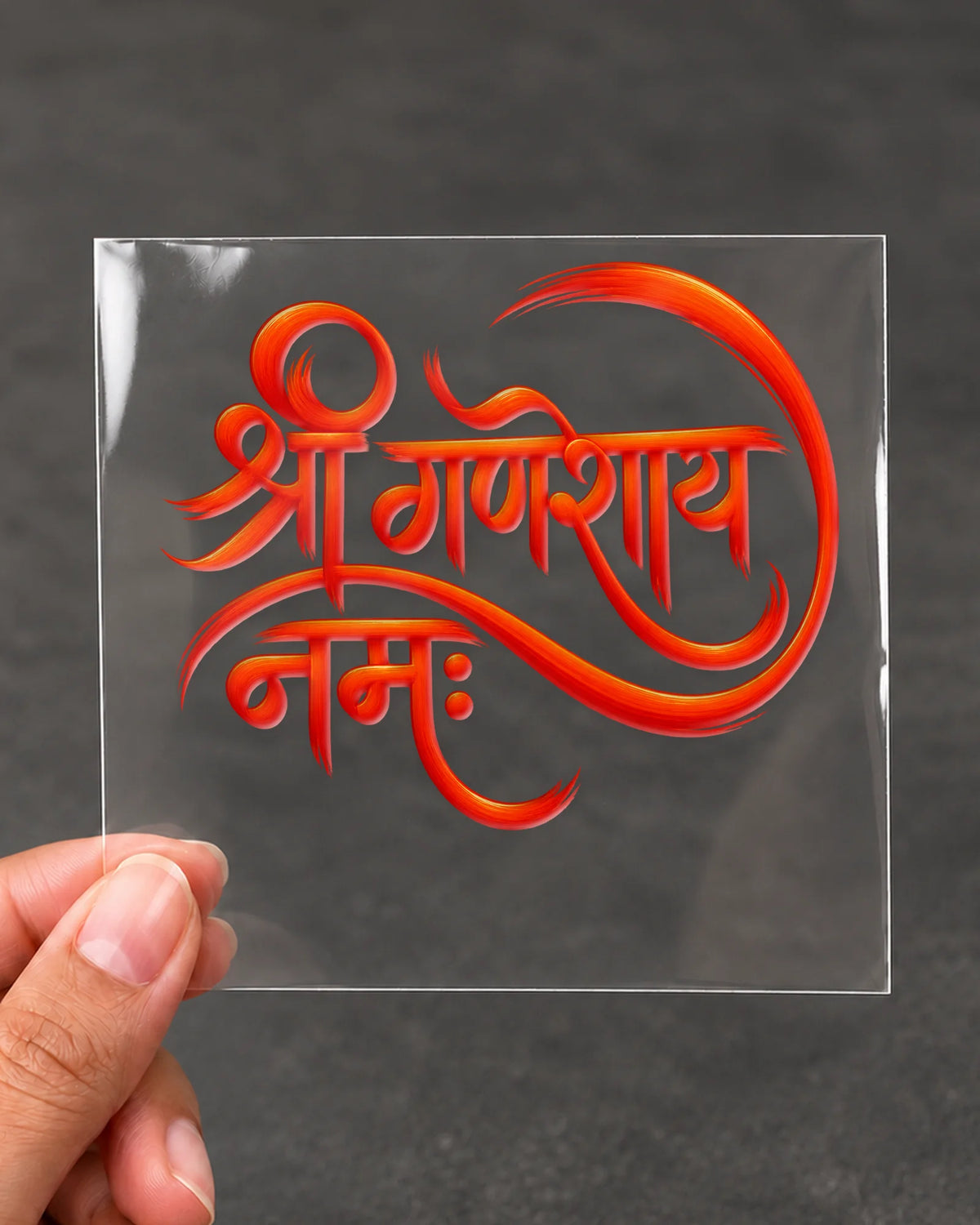 Shri Ganeshay Namah hard surface patch on clear film