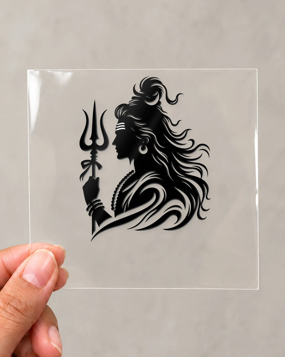 Mahadev Profile hard surface patch in black ink on clear film