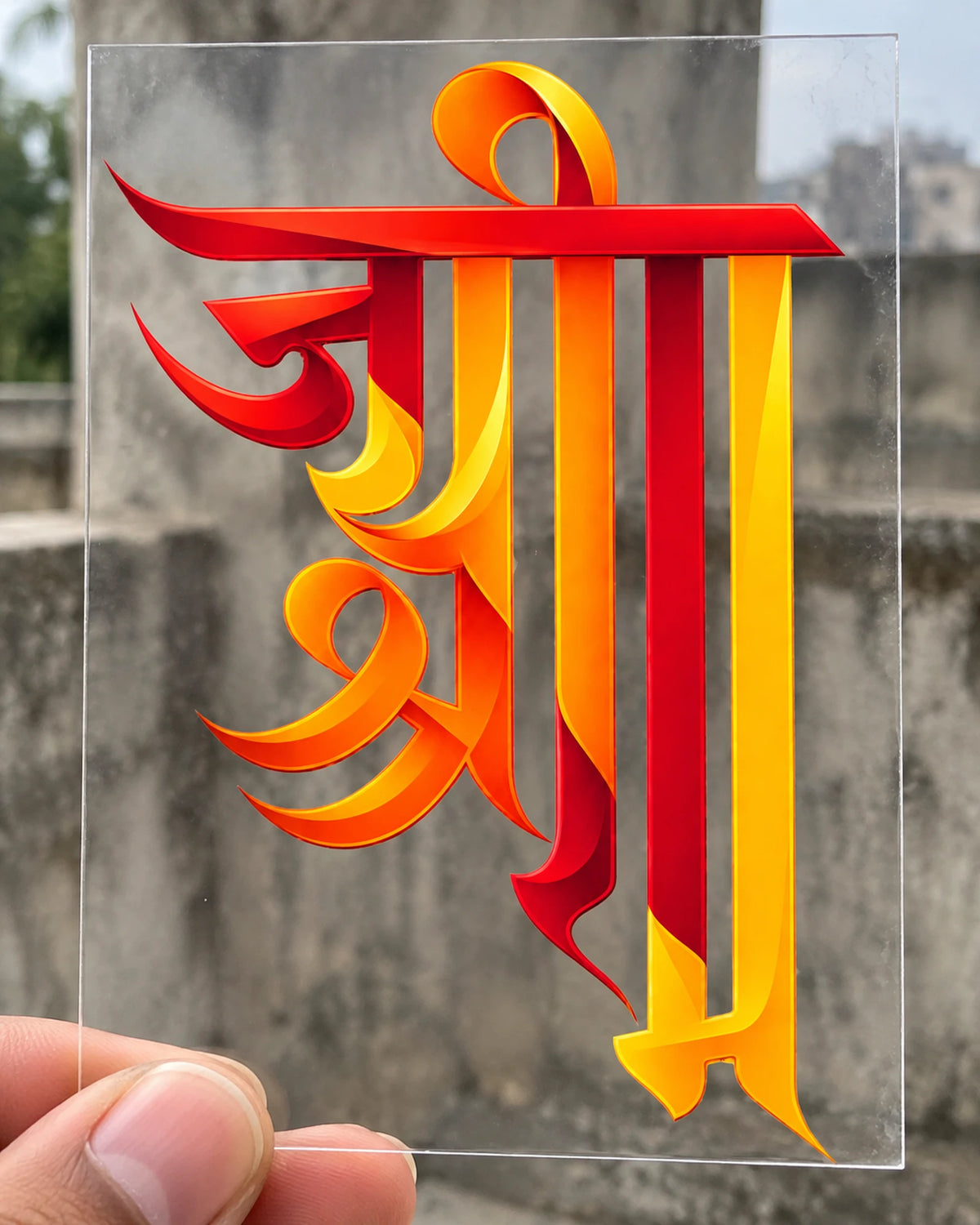 Jai Shri Ram Calligraphy hard surface patch on clear film
