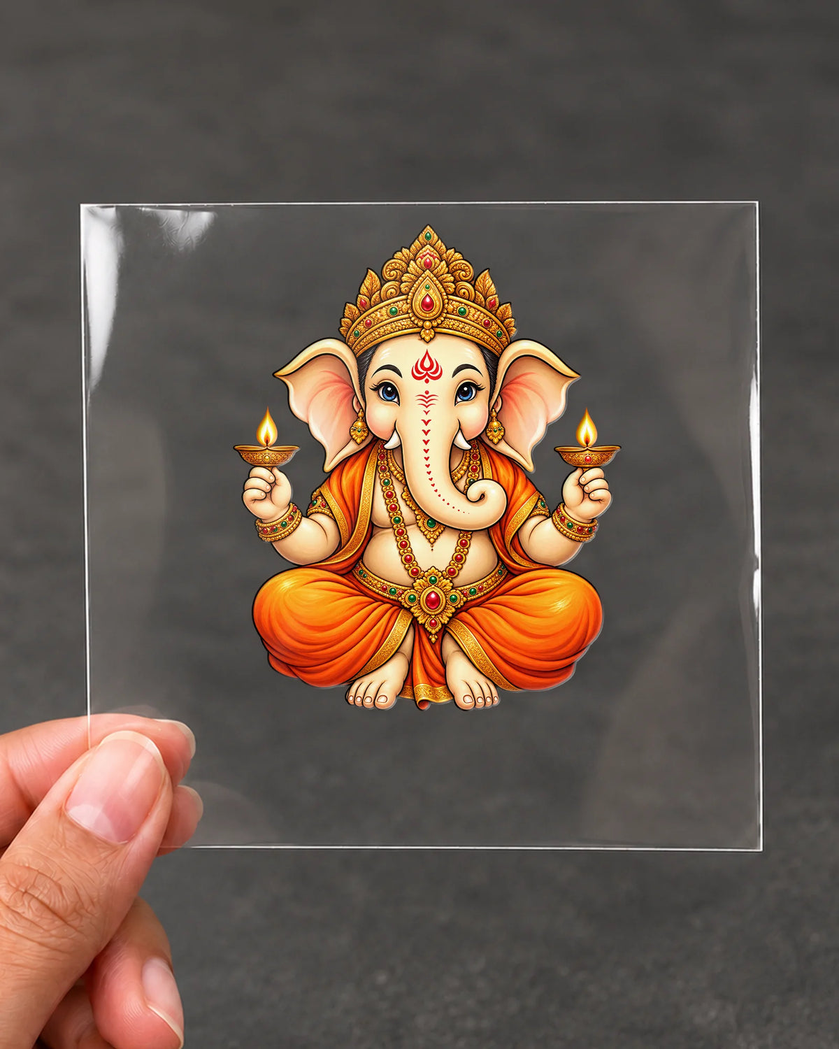 Diya Ganesha hard surface patch on clear film