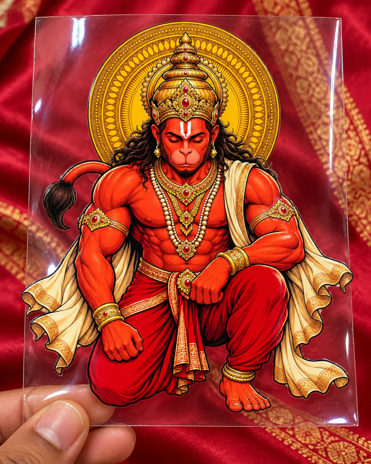 Sindoori Hanuman hard surface patch on clear film