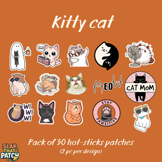 Kitty cat | Pack of 30 Hot-Sticks | Iron on patches