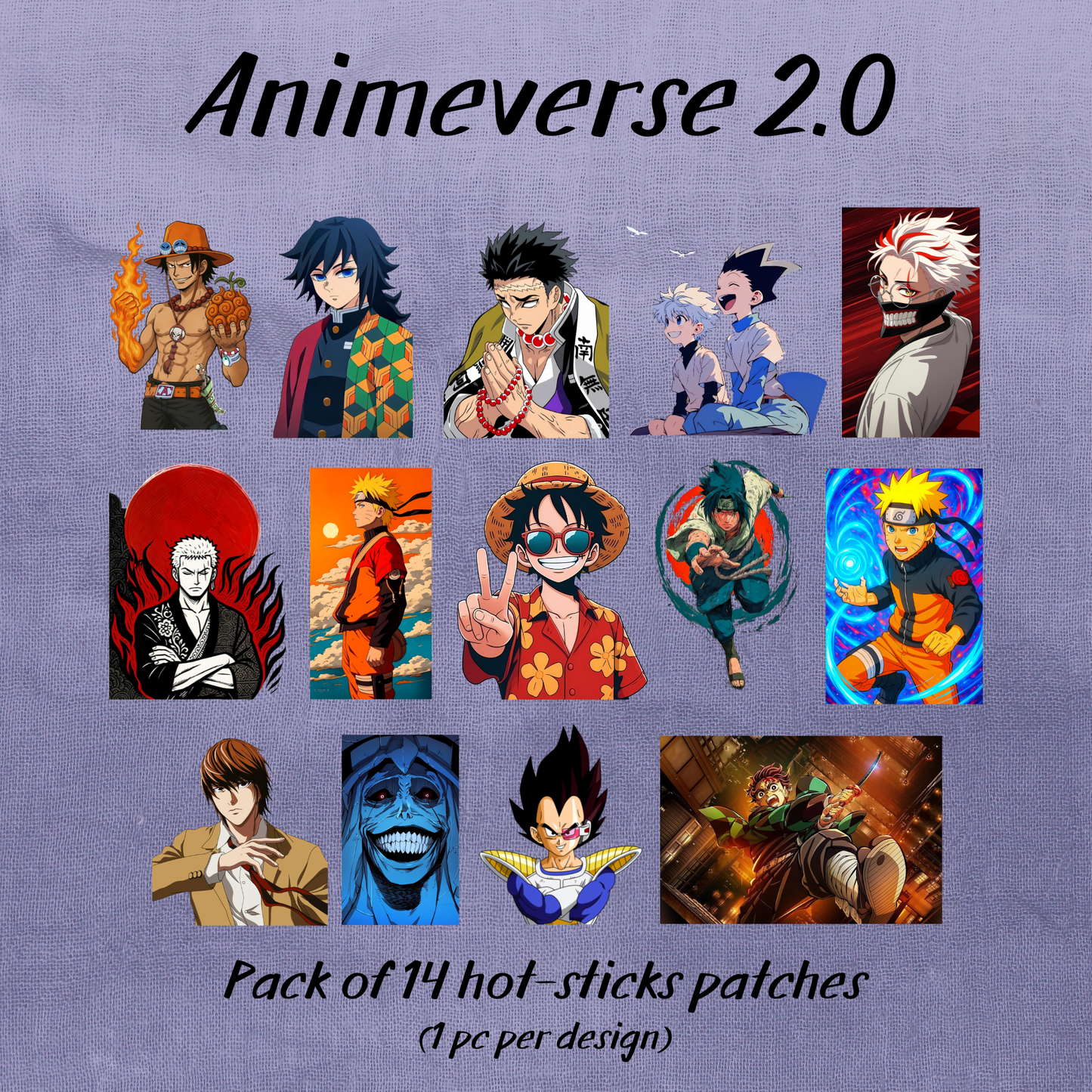 🆕 Animeverse 2.0 | Pack of 14 Hot-Sticks | Iron on patches