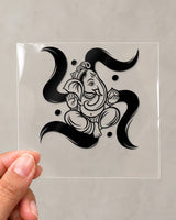 Swastik Vinayak hard surface patch in black ink on clear film