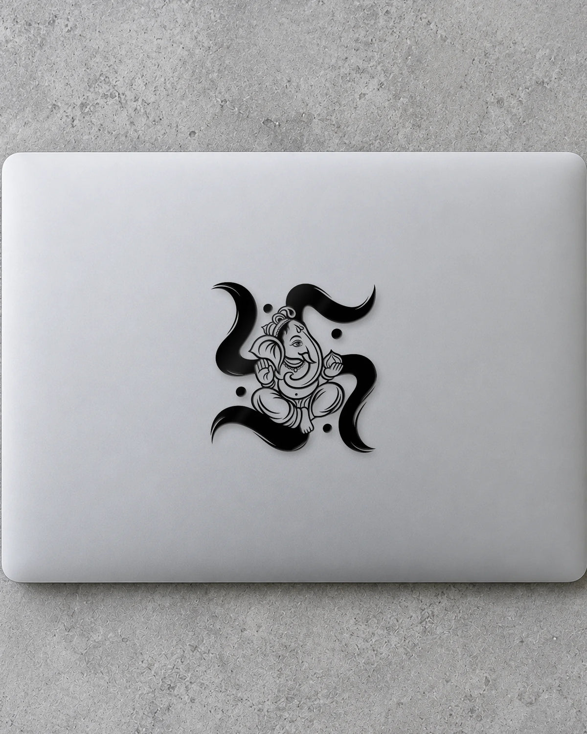 Swastik Vinayak hard surface patch in black ink mockup