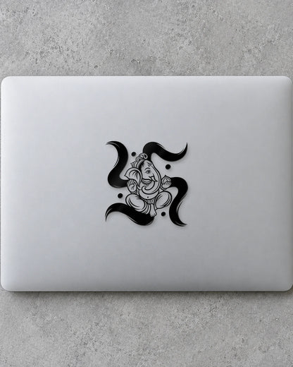 Swastik Vinayak hard surface patch in black ink mockup