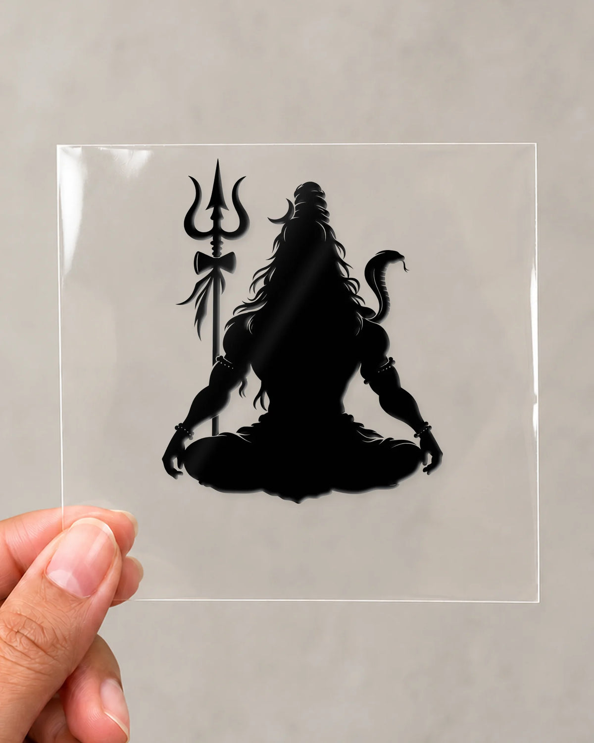 Mahadev Dhyan hard surface patch in black ink on clear film