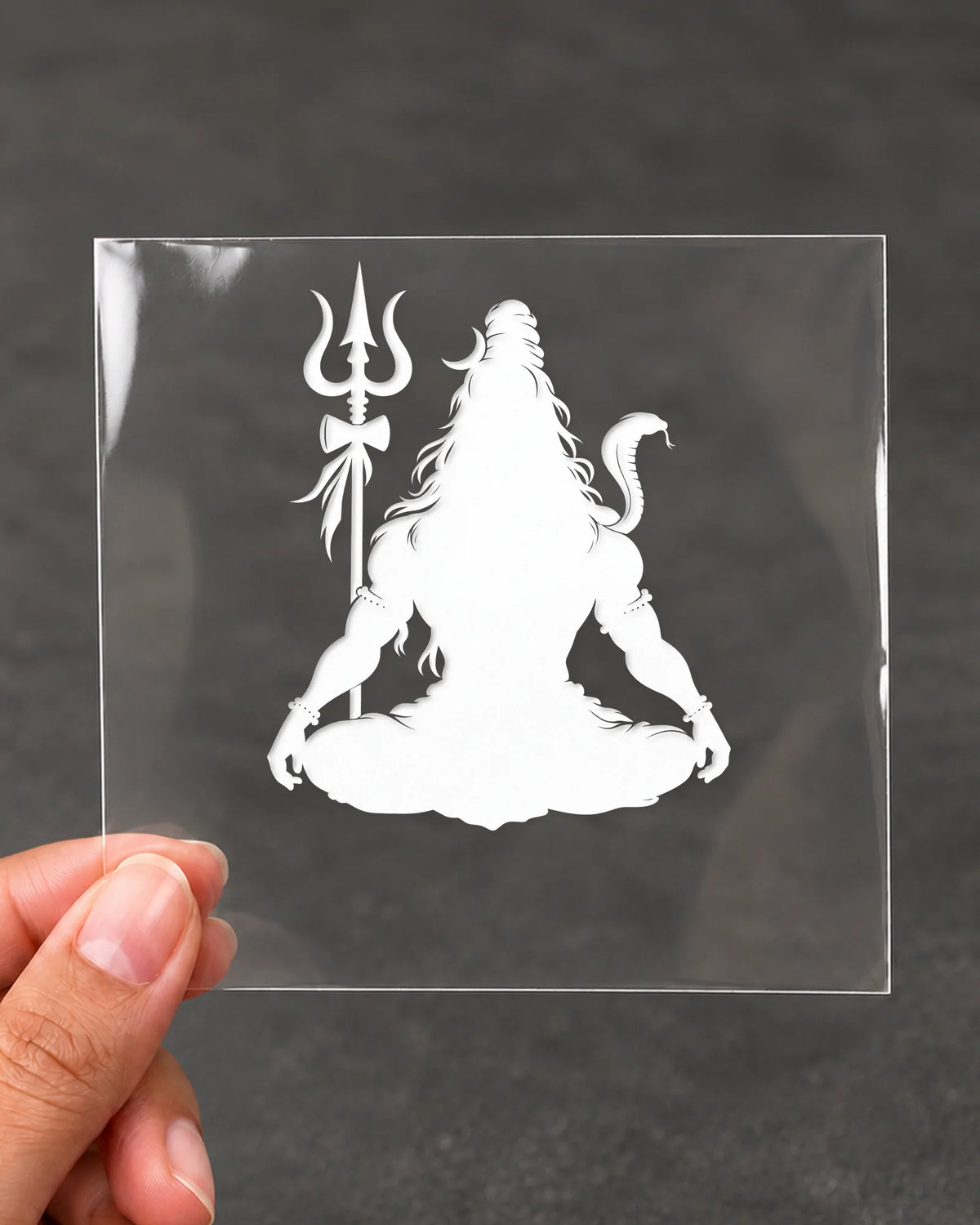 Mahadev Dhyan hard surface patch in white ink on clear film