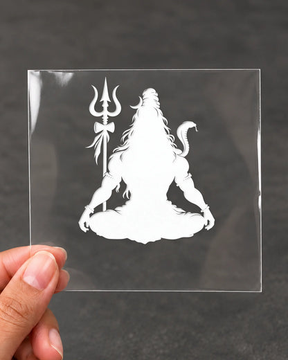 Mahadev Dhyan hard surface patch in white ink on clear film
