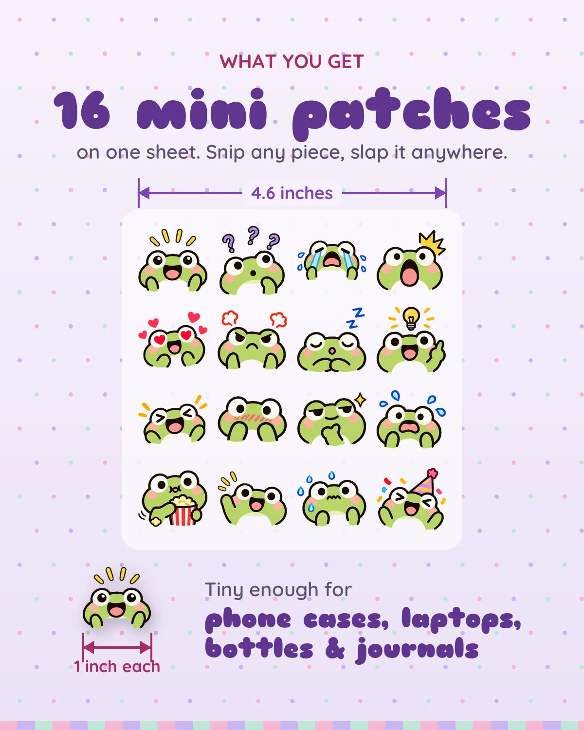 Froggy Feels mini patches: what you get