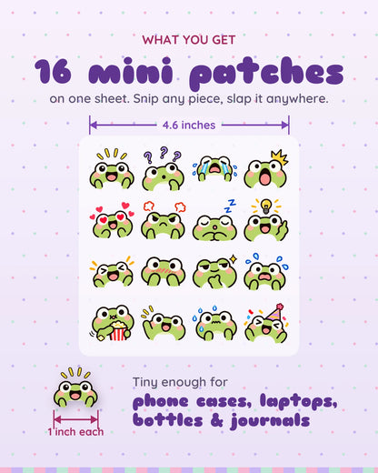 Froggy Feels mini patches: what you get