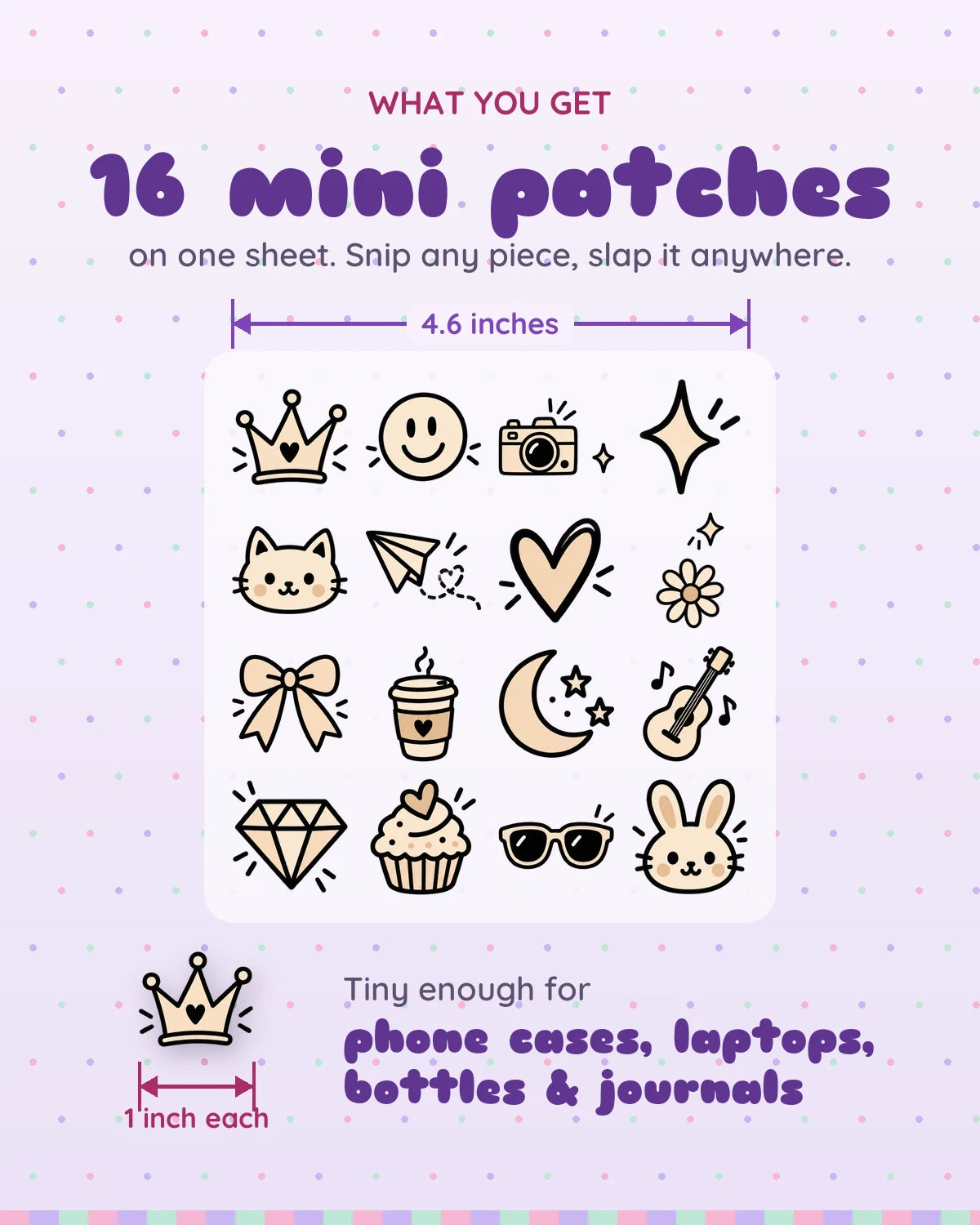 Tiny Doodles mini patches: what you get