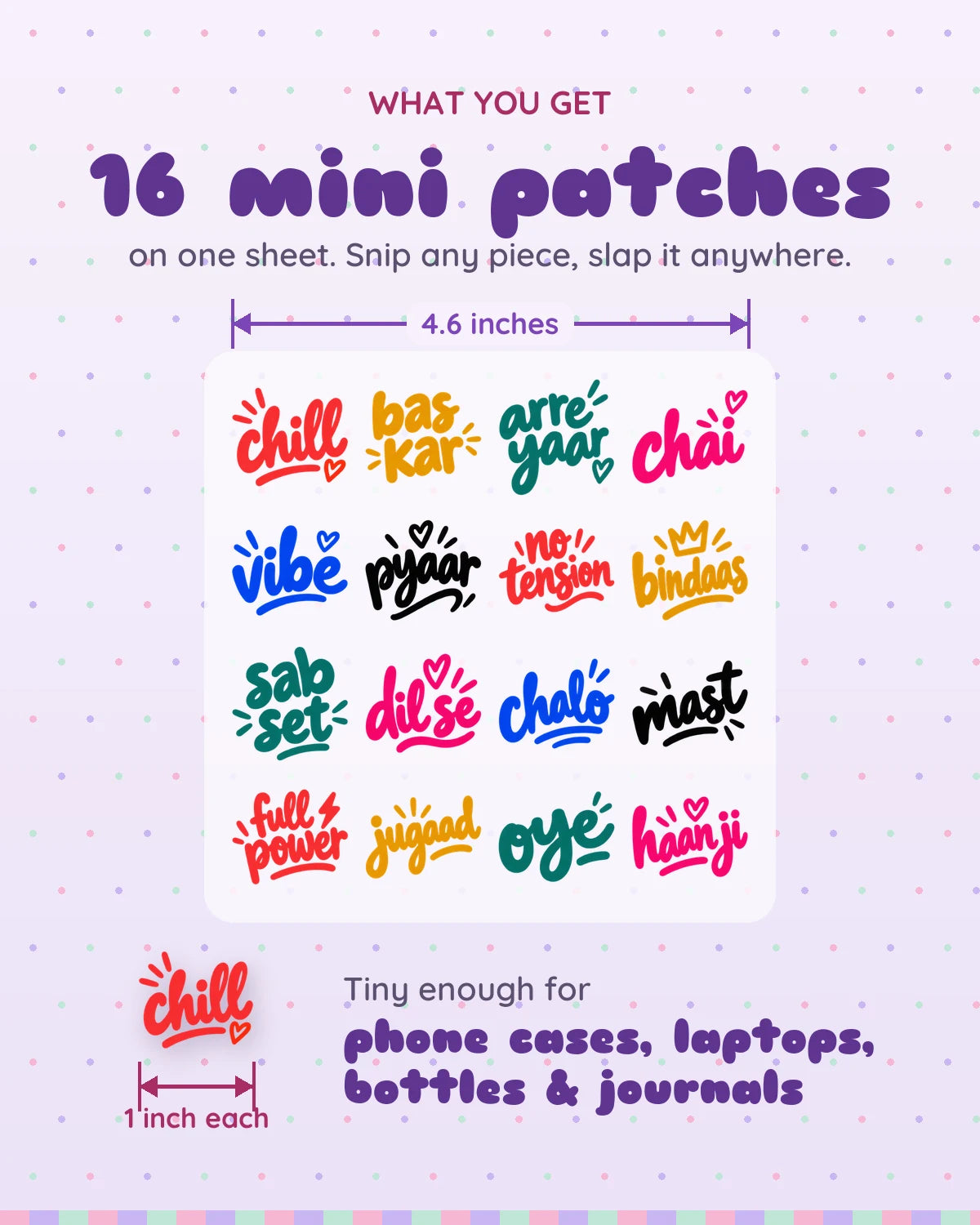 Tiny Words mini patches: what you get