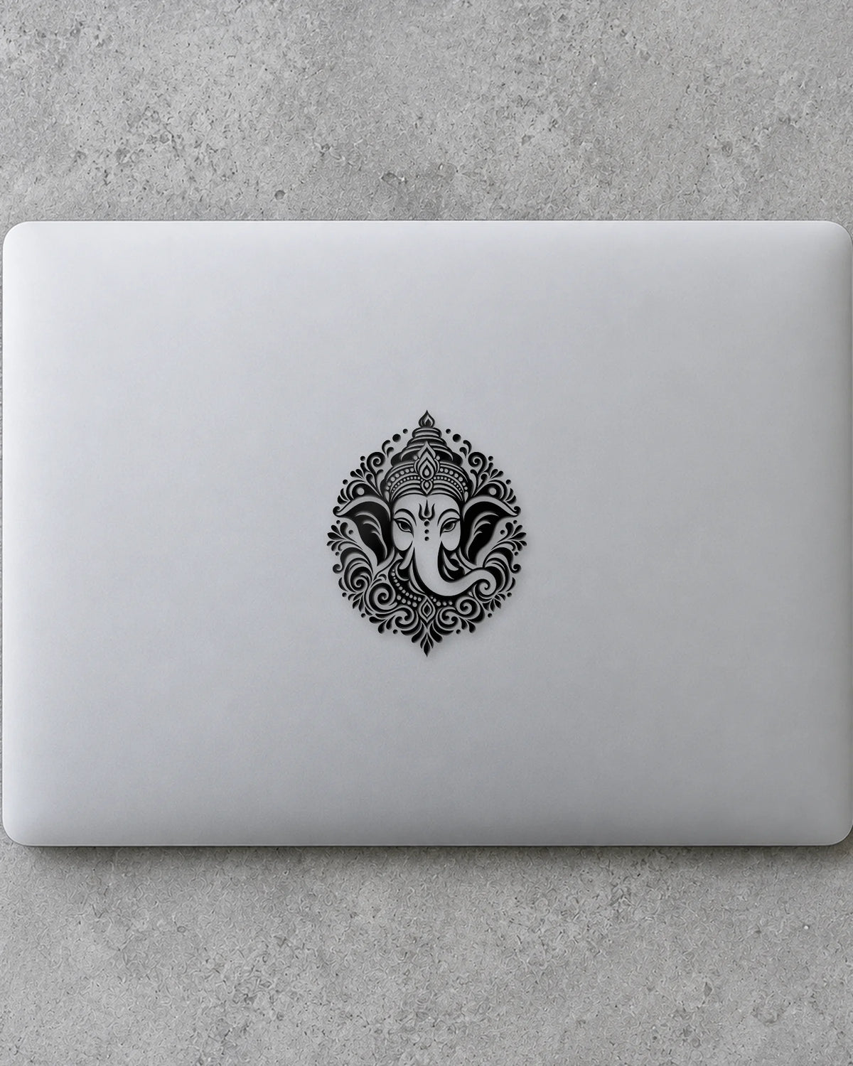 Mandala Ganesha hard surface patch in black ink mockup