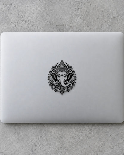 Mandala Ganesha hard surface patch in black ink mockup