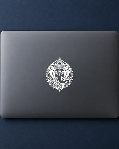 Mandala Ganesha hard surface patch in white ink mockup