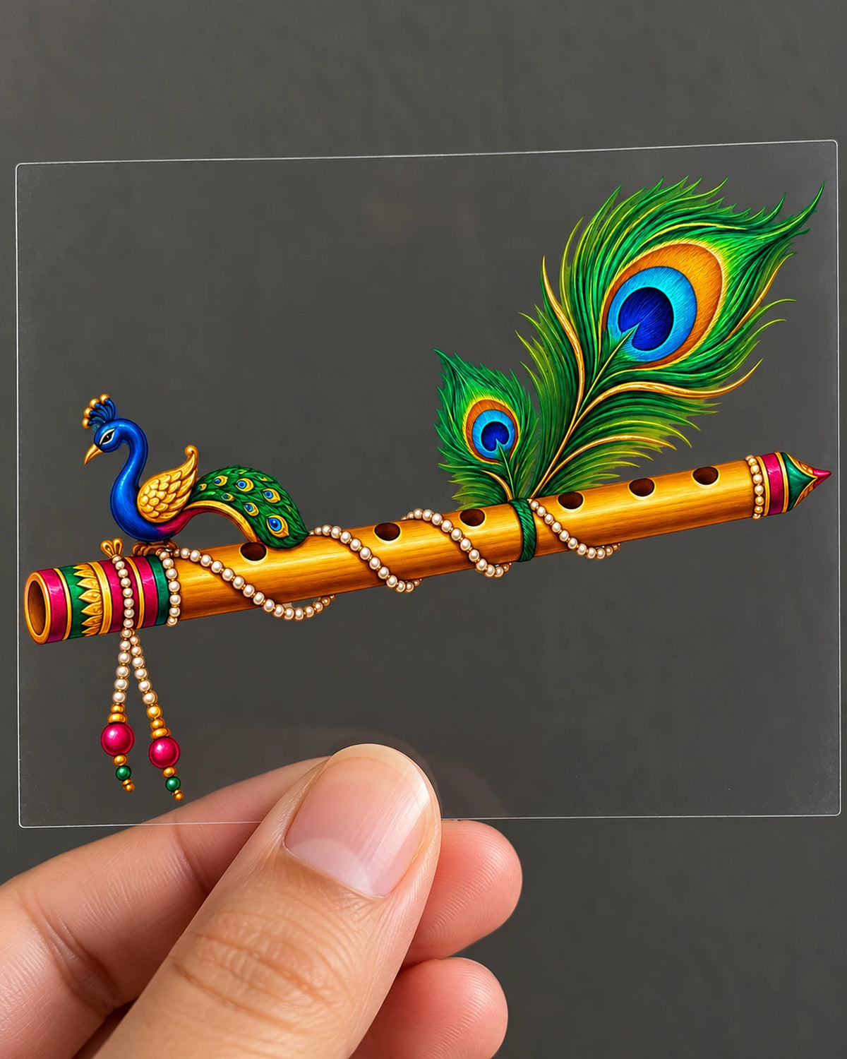 Bansuri Mor Pankh hard surface patch on clear film