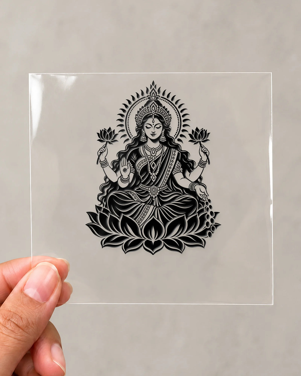 Lakshmi Silhouette hard surface patch on clear film