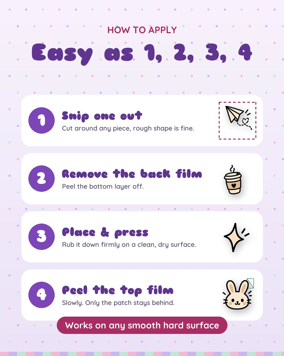 Tiny Doodles mini patches: how to apply
