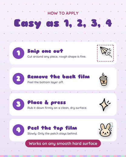 Tiny Doodles mini patches: how to apply