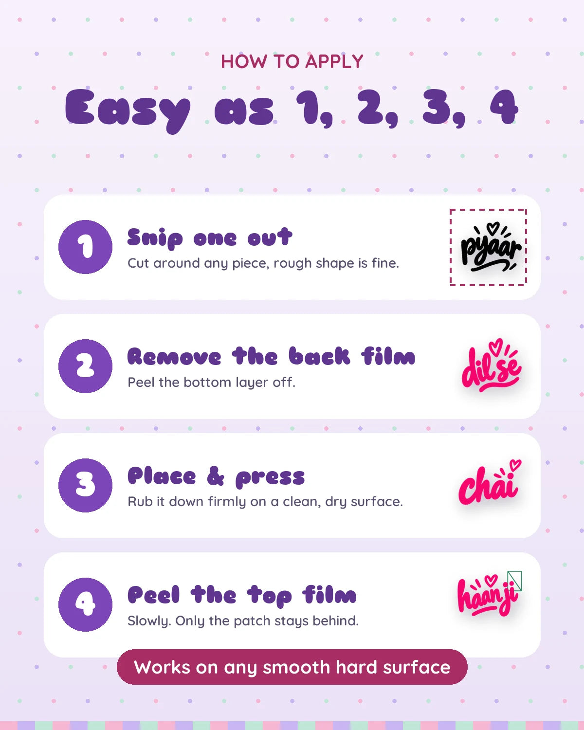 Tiny Words mini patches: how to apply