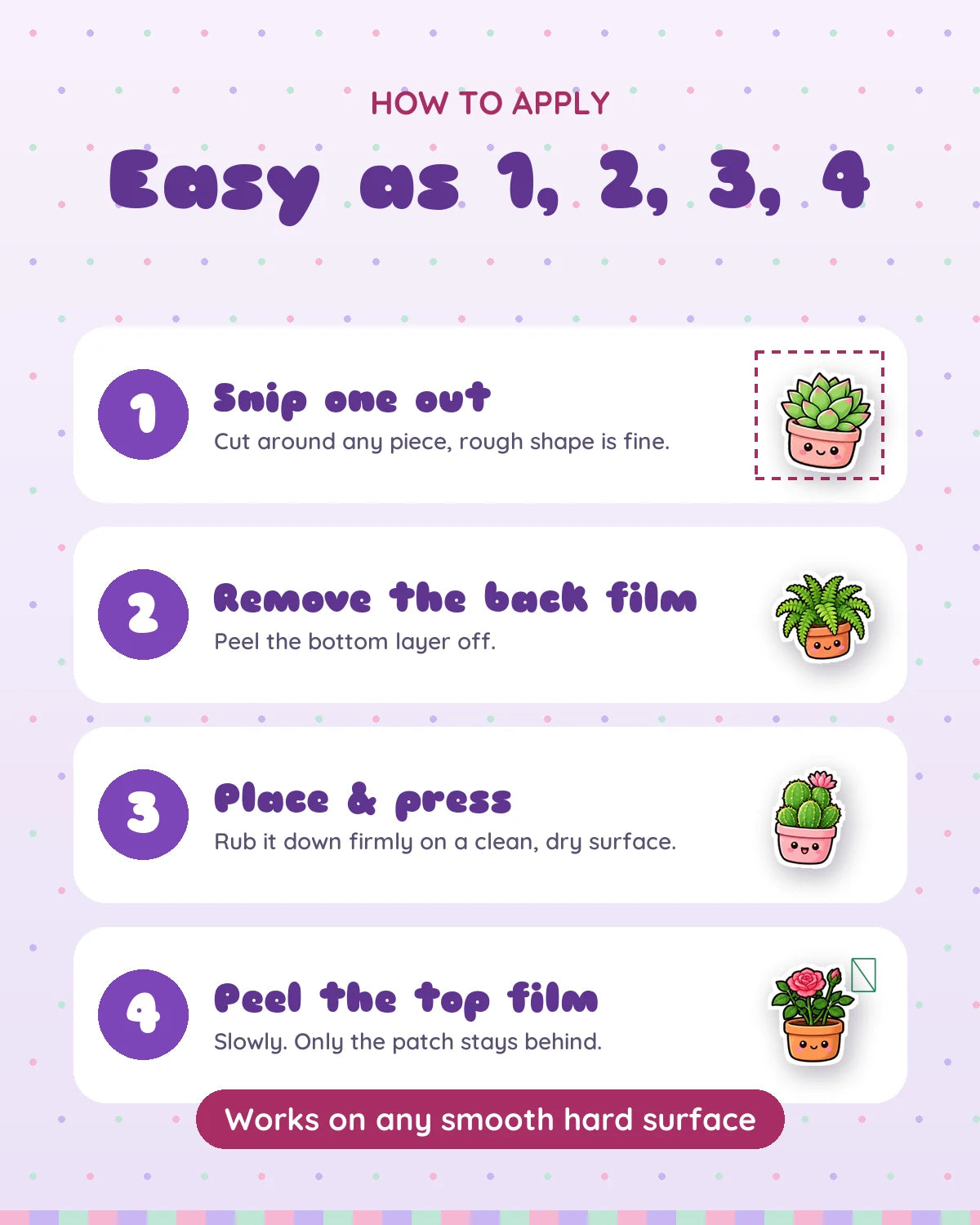 Pot Pals mini patches: how to apply