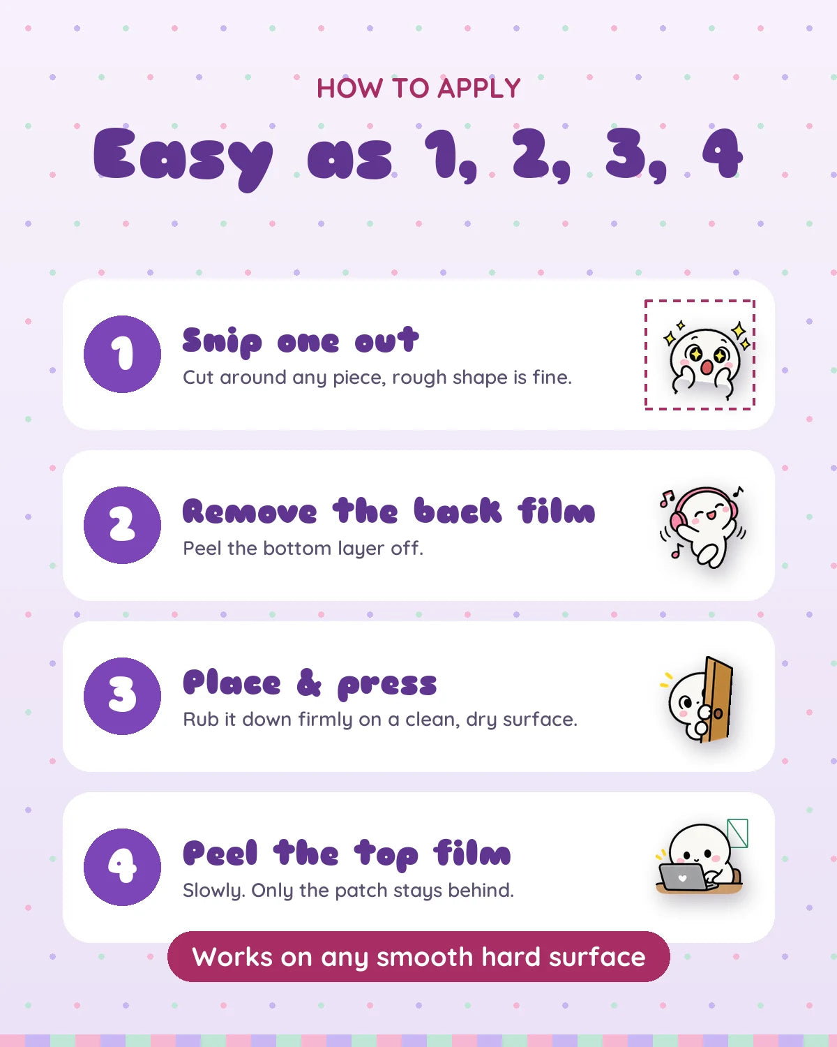 Doodle Mood mini patches: how to apply